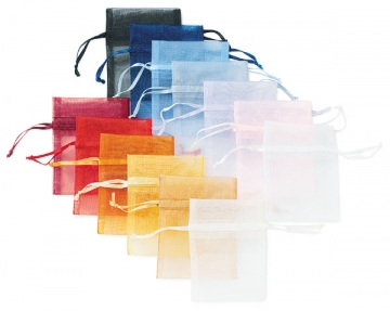 Small Sheer Rectangular Organza Bags ~Set/10 ~Assorted Colors