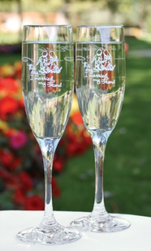 Friends Toasting Flutes ~ Engraved