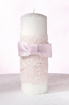 Pink Sequin Ivory Palm Wax Pillar Candle