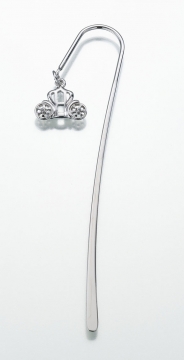 Silver Metal Bookmark with Carriage Charm