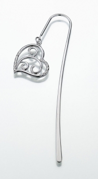 Silver Metal Bookmark with Heart Charm Giftboxed