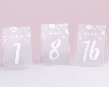 White Frosted Floral Tented Table Numbers (1-18)