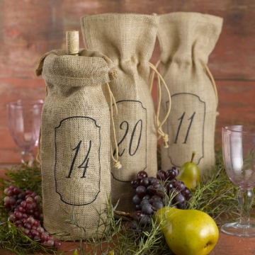 Burlap Wine Bags ~ Table Numbers SET/10