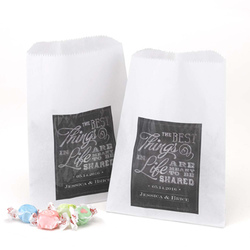 Chalkboard Style Pers. Treat Bags Set/25 ~ White