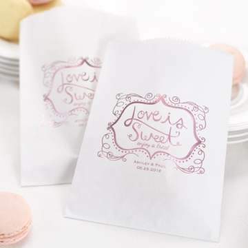 Lovely Sweet Personalized Treats Bags Set/25 ~ White