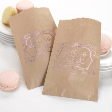 Lovely Sweet Personalized Treats Bags Set/25 ~ Kraft