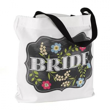 Chalkboard Floral Tote Bag ~ Bride ~ Opt. Personalz.