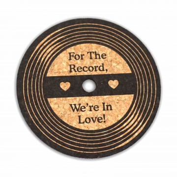 For the Record We're in Love Vinyl Cork Coasters SET/4