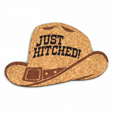 Just Hitched Cowboy Hat Cork Coasters SET/4