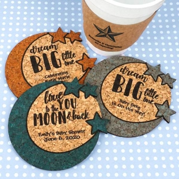 Baby Moon & Stars Cork Coaster ~ Personalized!