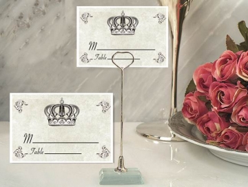 Metal Place Card Holder & Card ~ Crown Design