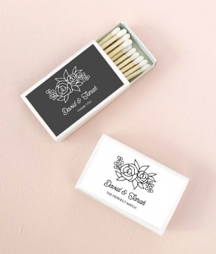 Floral Silhouette Personalized Matchboxes SET/50