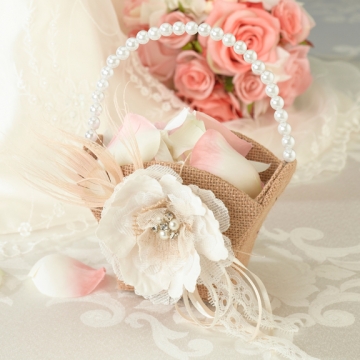 Burlap & Lace Flower Basket