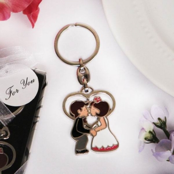 "You May Now Kiss the Bride" Bride & Groom Key Chain Boxed