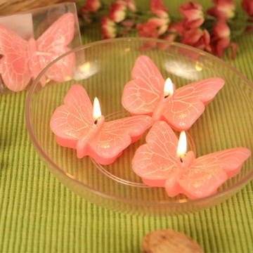 "Spring Cheer" Pink Butterfly Candle Set/3 Giftboxed