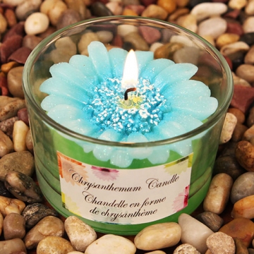 "Colorful Chrysanthemums" Blue Colored Flower Shape Scented Candle