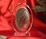 Italian Silver Confirmation Icon Glass Stand Boxed