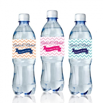 Personalized Chevron Banner Water Bottle Labels SET/6