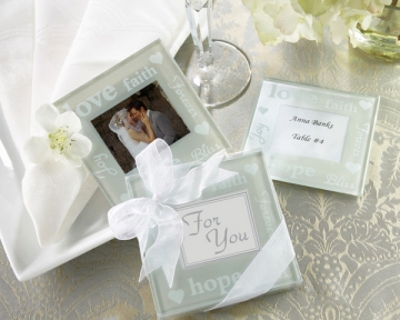 "Good Wishes" Pearlized Photo Coasters Giftboxed