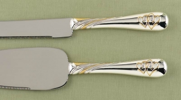 "Linked at the Heart" Serving Set ~Silver or Gold Hearts