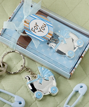 Blue Baby Carriage Design Keychain in Blue Giftbox