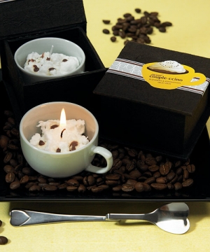 "Sweet Couple-ccino" Mocha Scented Cappuccino Candle in Handmade Giftbox