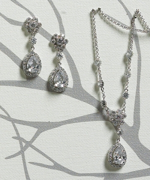 Flower & Pear Drop in Silver Necklace