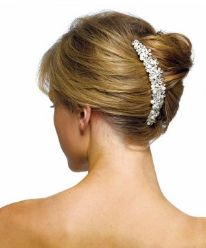 Ivory Pearls & Crystal Flower Hair Comb