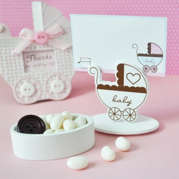 Baby Carriage Placecard Favor Boxes with Designer Placecards ~ Set/12