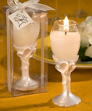 Double Heart Design  Champagne Flute Candle Giftboxed