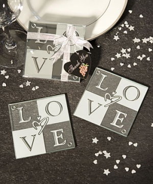 LOVE Glass Coaster Set in Gift Box