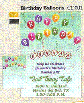 Invitation:  Birthday Balloons ~ Blank or Personalized