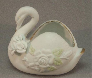 White Porcelain Swan Figurine ~ SET/12