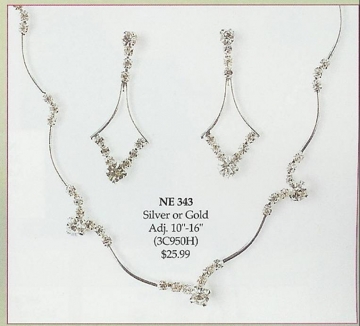 Rhinestone Earring & Necklace Set #343