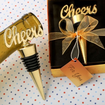 Cheers Gold Bottle Stopper Gift Boxed