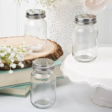 Perfectly Plain Glass  Mason Jar with Silver Metal Top