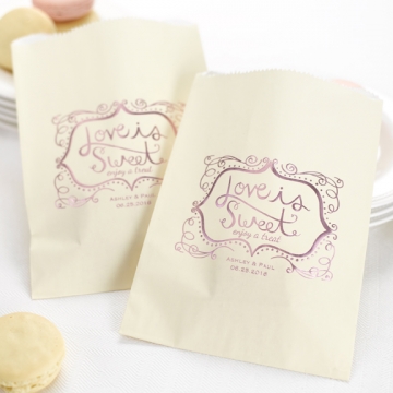 Lovely Sweet Personalized Treats Bags Set/25 ~ Ivory