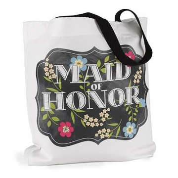 Chalkboard Floral Tote Bag ~ Maid of Honor ~ Opt. Personalz.