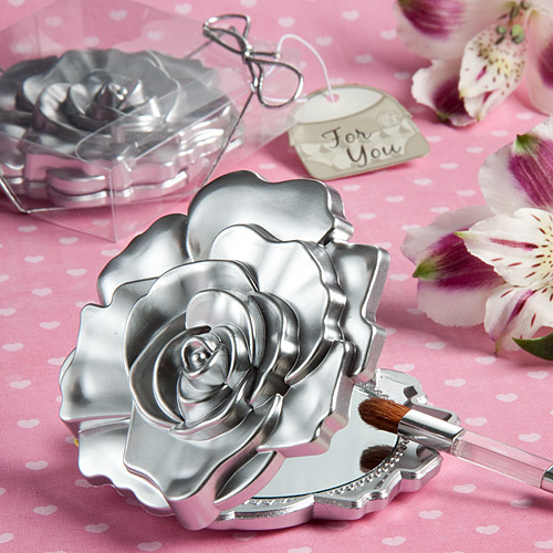 Favors with Flair!: Floral Rose Compact Mirror in Clear GiftBox