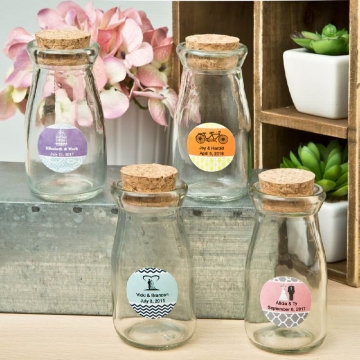 Pers. Expressions Vintage Glass Milk Bottle + Cork Top
