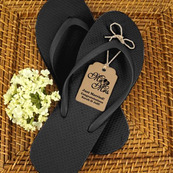 Favors with Flair!: Wedding Flip Flops SET/16 Prs. White or Black + Kraft  Personalized
