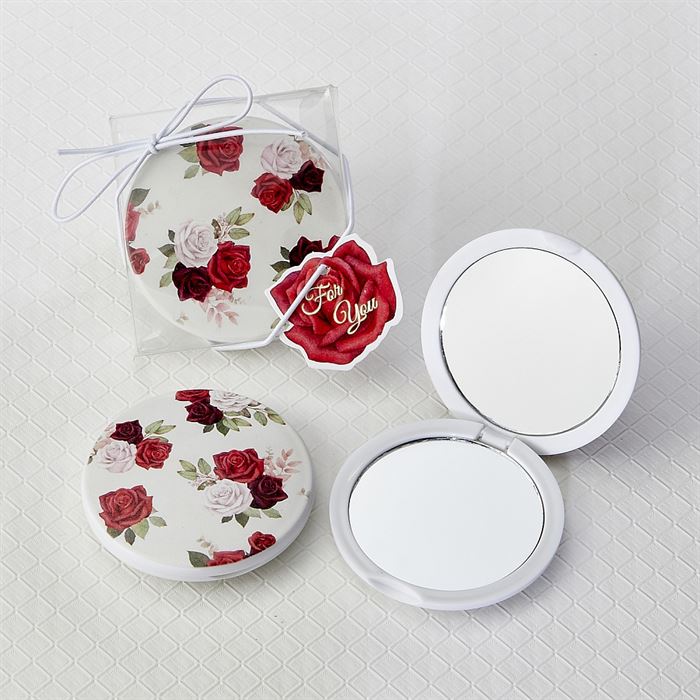 Favors with Flair!: Floral Rose Compact Mirror in Clear GiftBox