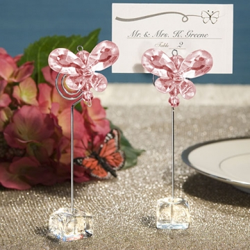 Exquisite Pink Crystal Butterfly Placecard Holder -SAMPLE