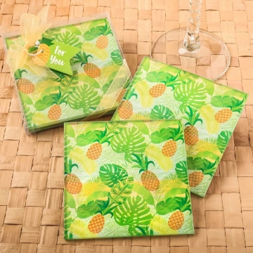 Set/2 Tropical Pineapple Themed Glass Coasters Boxed