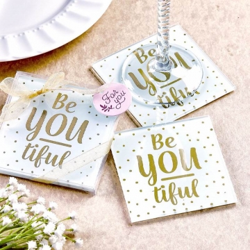Be-You-tiful Set/2 Glass Coasters Boxed