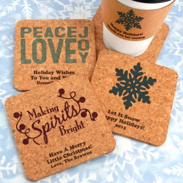 Holiday Square Cork Coaster ~ Personalized & Colors!