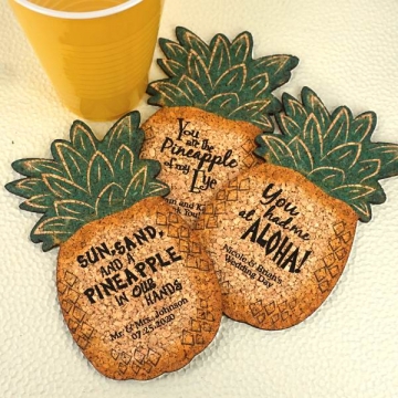 Personalized Pineapple-Shaped  Cork Coaster