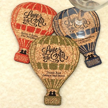 Personalized Hot Air Balloon-Shaped Cork Coaster
