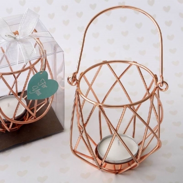 Geometric Design Rose Gold Tealight Candle Boxed