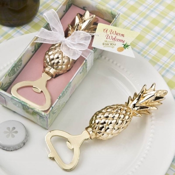 Warm Welcome Gold Pineapple Bottle Opener Boxed
